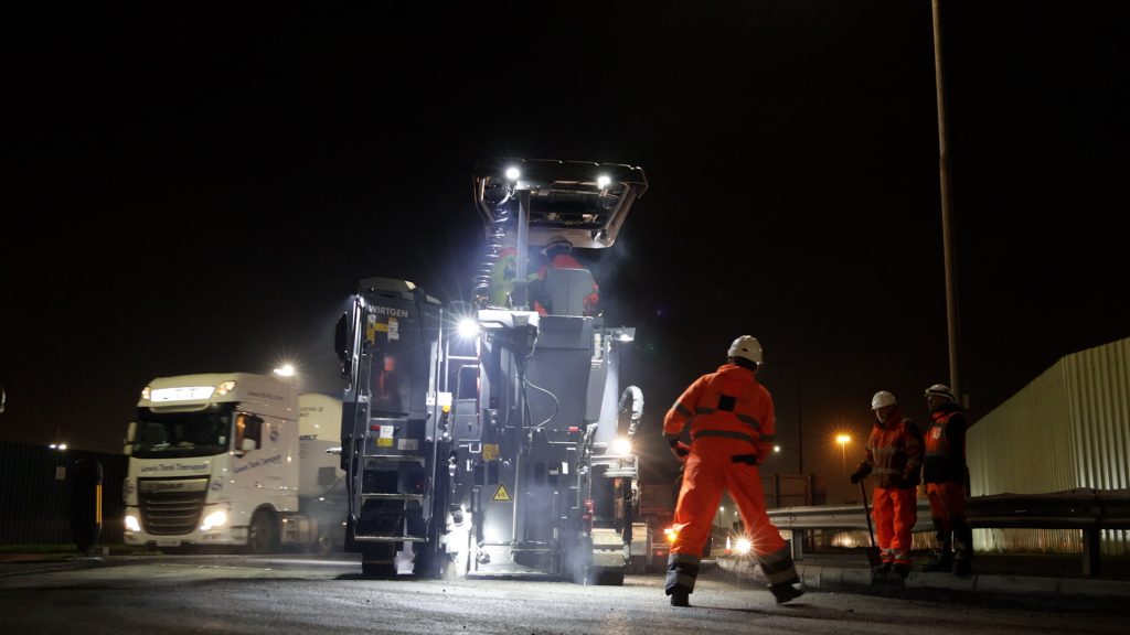 Road Surfacing At Night