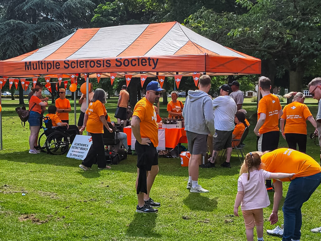 Paragon Traffic Management team, families and supporters at the MS Society charity walk in Central Park, Scunthorpe