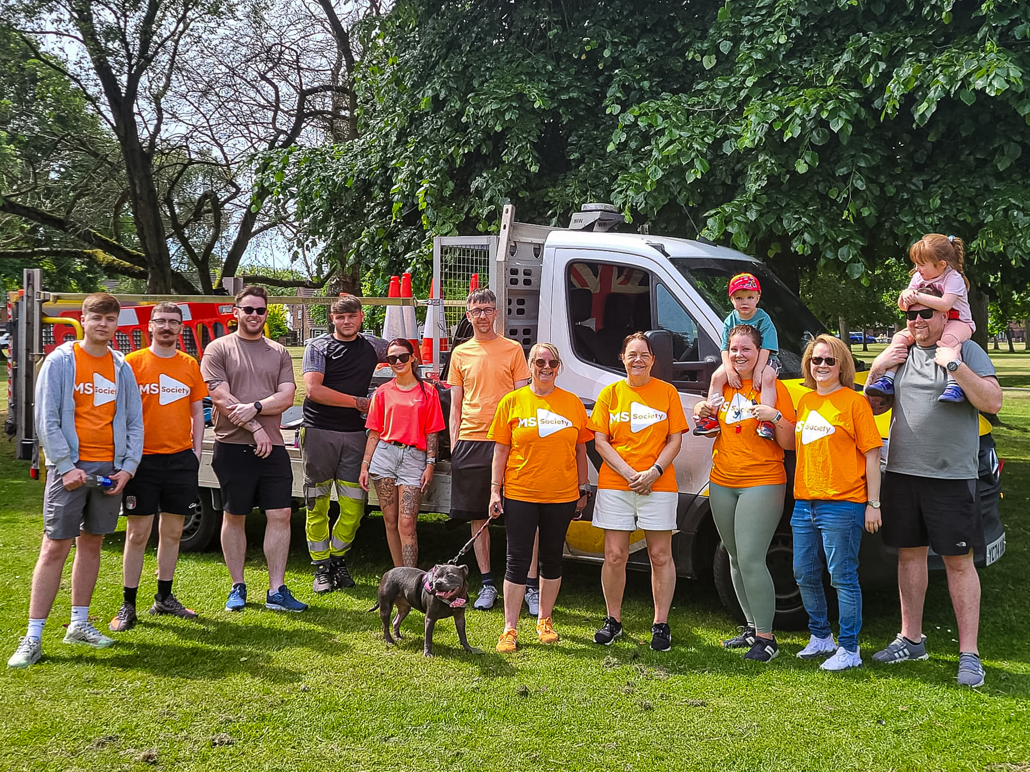 Paragon Traffic Management employees taking part in the MS Society charity walk in Scunthorpe as part of the company’s social value activity
